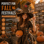Witch Hat for Women, Pumpkin Patch Costume Accessory for Fall Festival